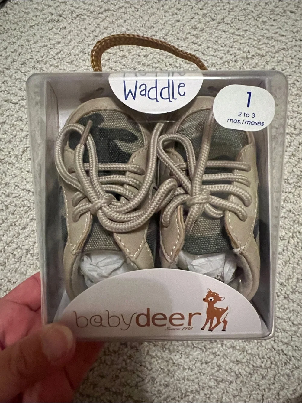 Baby Deer Beige and Olive Camo Baby Shoes